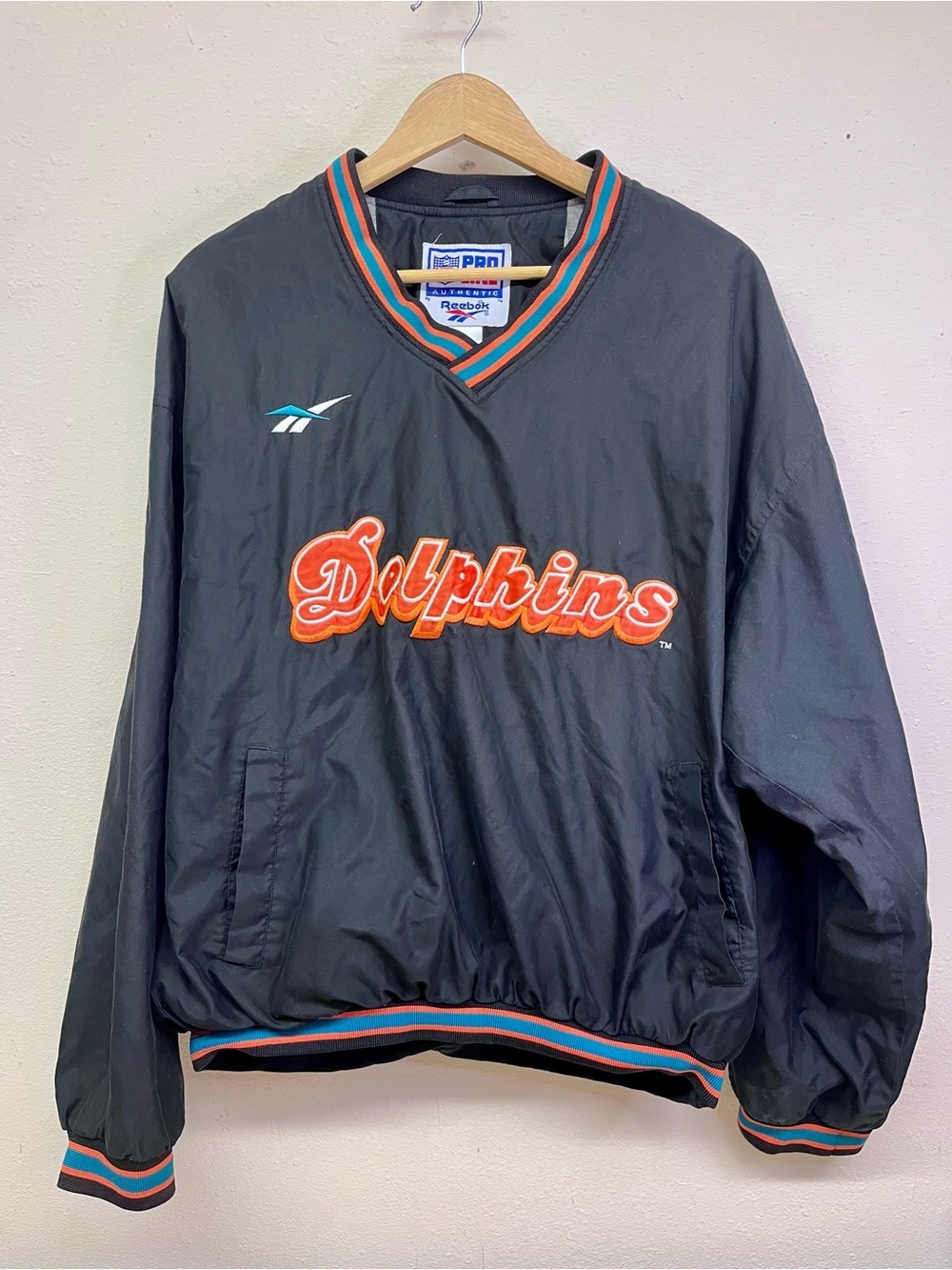 Vintage 90s Reebok NFL ProLine Miami Dolphins Jacket Pullover Size L